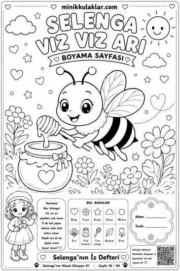 Arı Boyama Sayfası - Çocuklar İçin Eğlenceli Boyama Aktivitesi