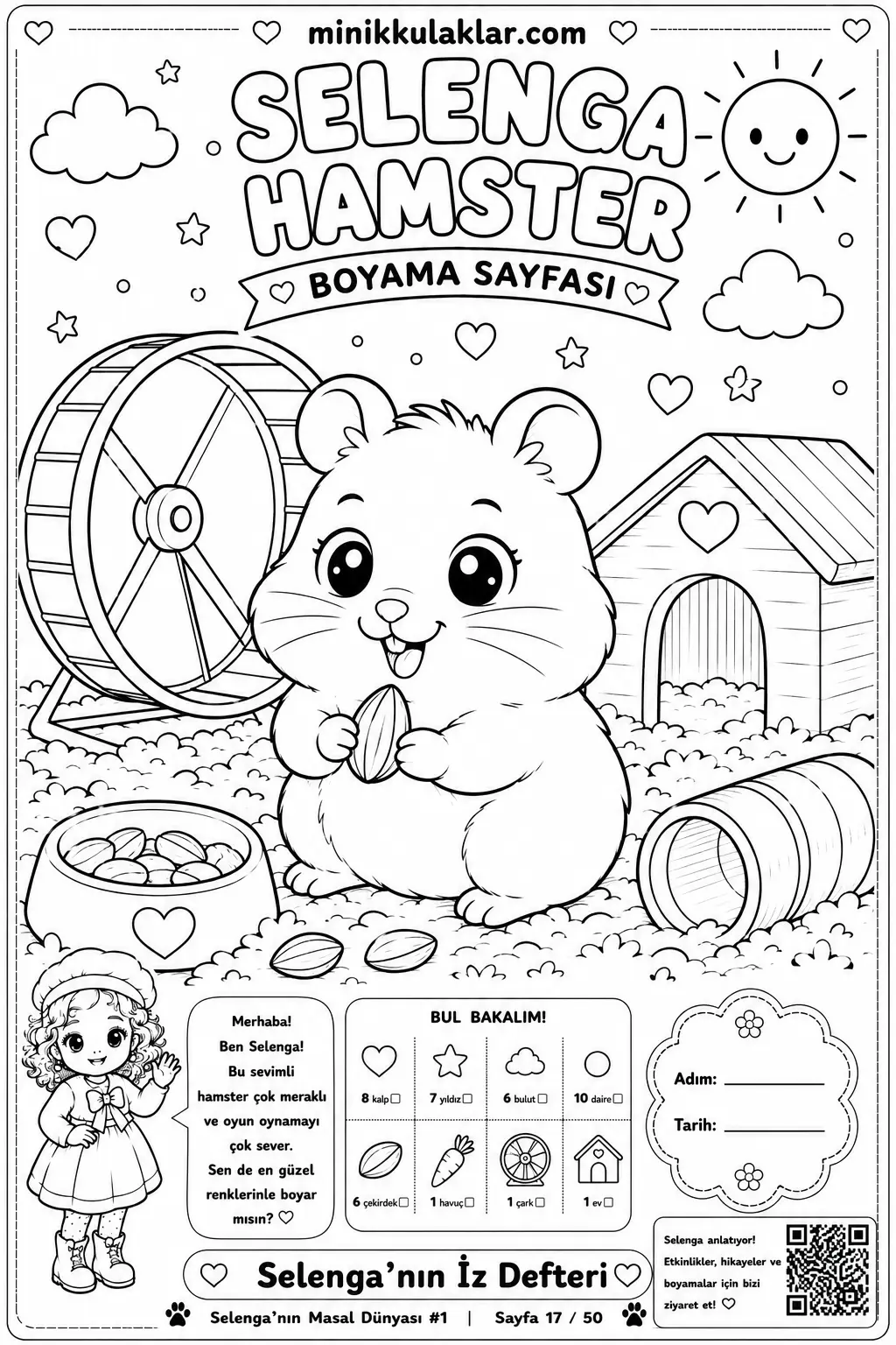 Hamster Boyama Sayfası - Çocuklar için Eğlenceli Aktivite