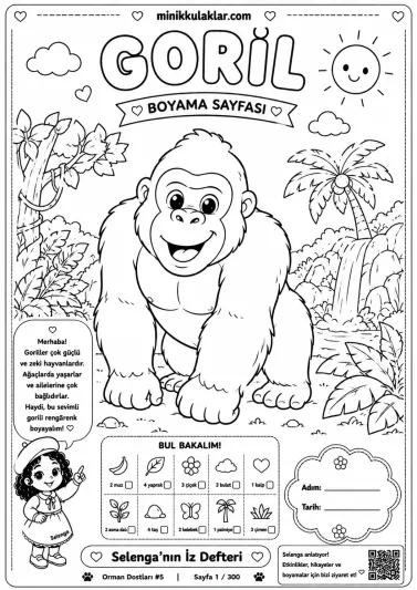 Goril Boyama Sayfası (Ücretsiz PDF İndir ve Yazdır)