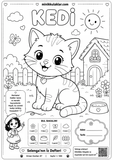 Kedi Boyama Sayfası (Ücretsiz PDF İndir ve Yazdır)