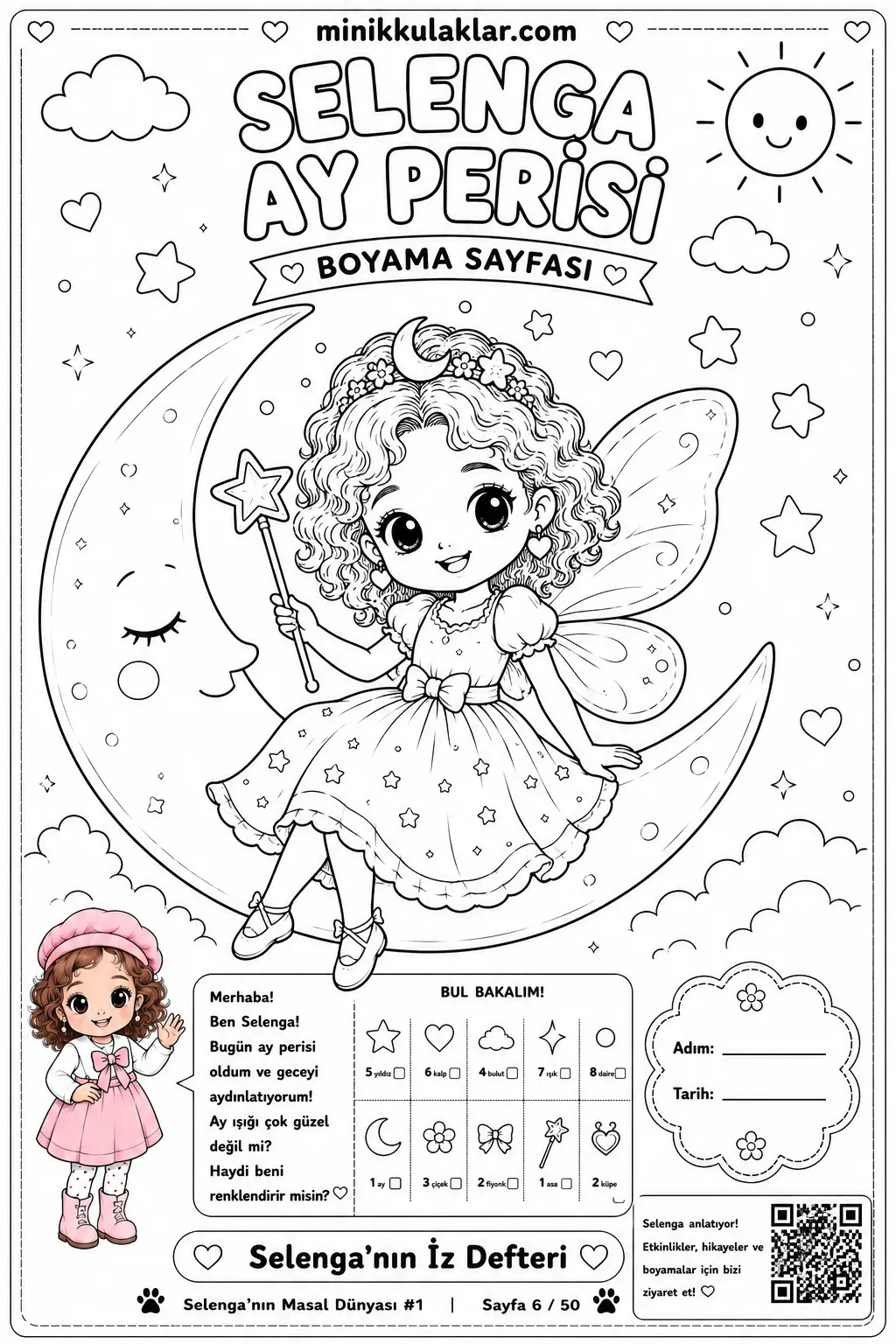 Selenga Ay Perisi Boyama Sayfası (Ücretsiz PDF İndir ve Yazdır)