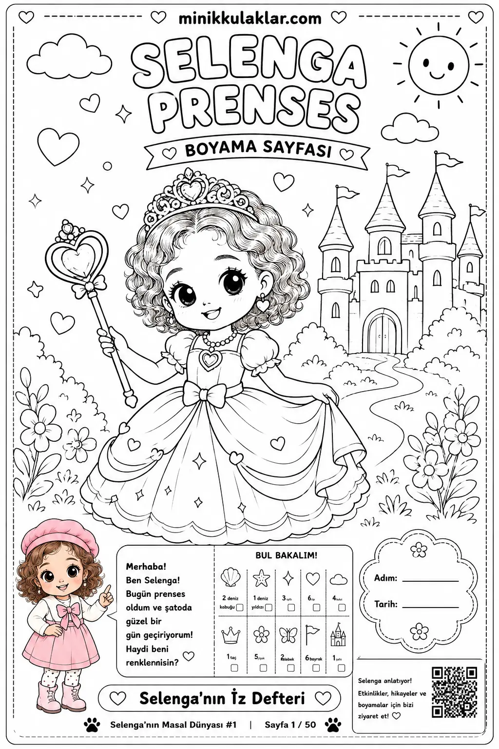 Selenga Prenses Boyama Sayfası (Ücretsiz PDF İndir ve Yazdır)